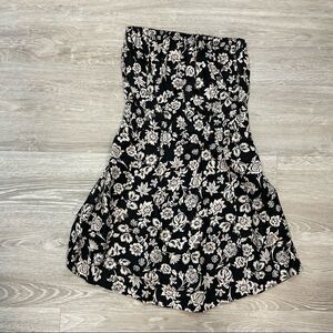 Wilfred Black and White Cottage Folk floral mini dress BabyDoll Mini Dress